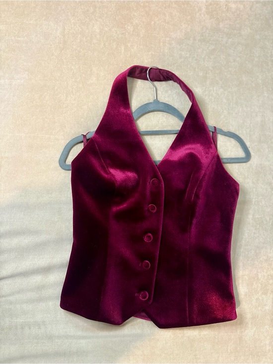 White House Black Market Tops - White House Black Market Velvet Halter Vest in Wine
